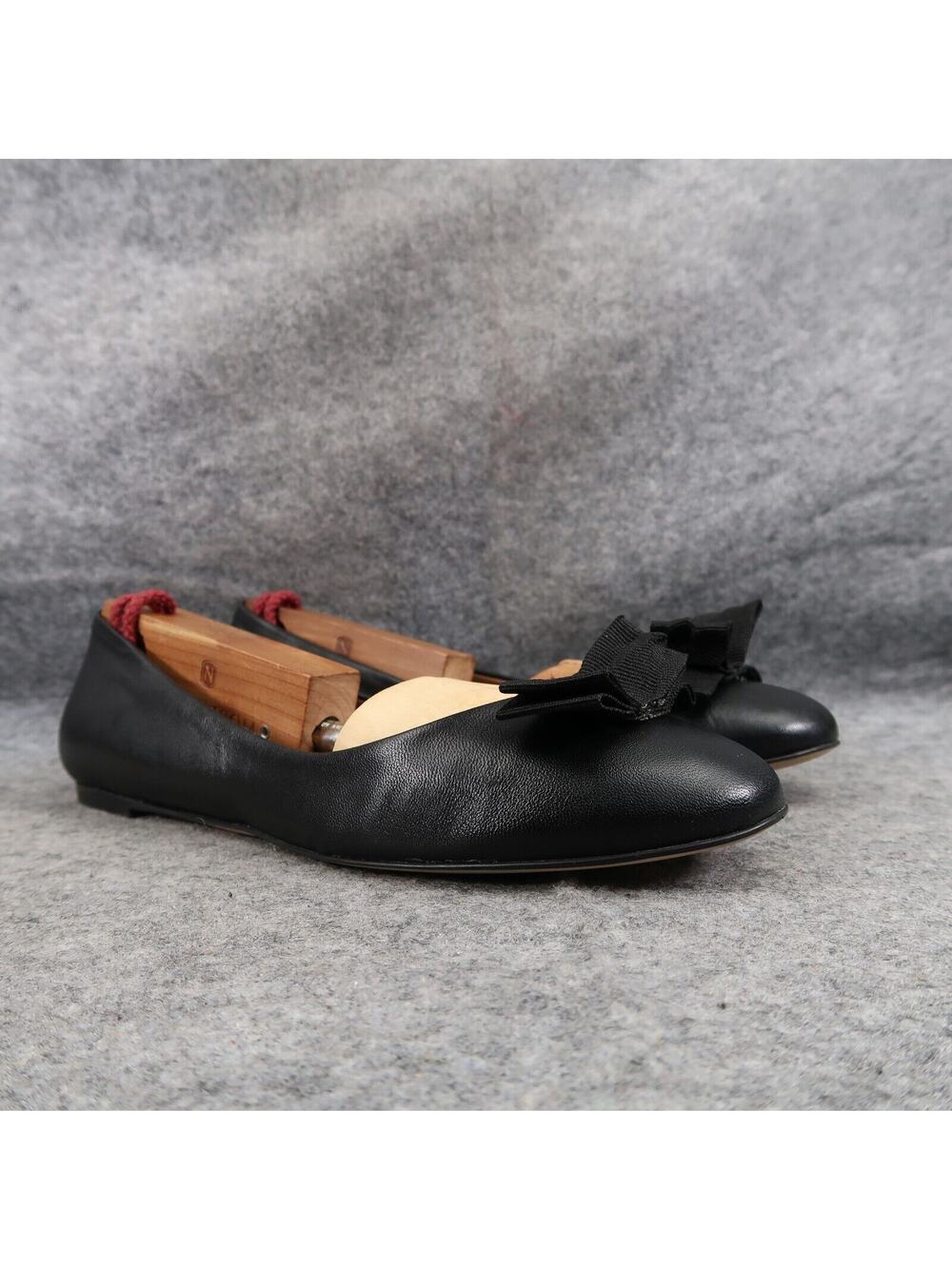 Bruno Magli Shoes Women 36 Ballet Flat Bow Fashion Slip On Leather Black Classic